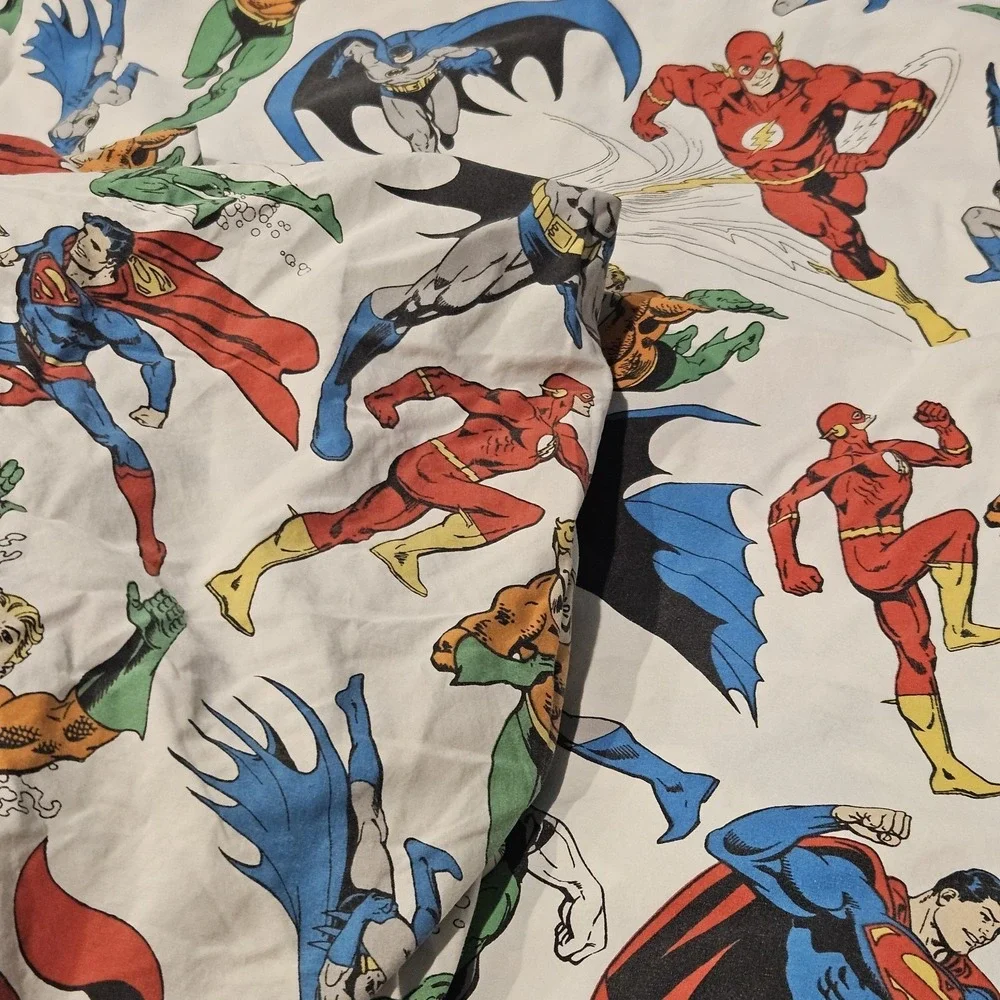 Pottery Barn Kids DC Comics Justice League Full Sheet Set Batman Superman Flash